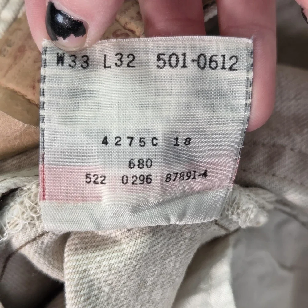 Vintage Levis 501 Jeans Mens Beige Denim Straight Button Fly Made USA‎ 90s 29x30